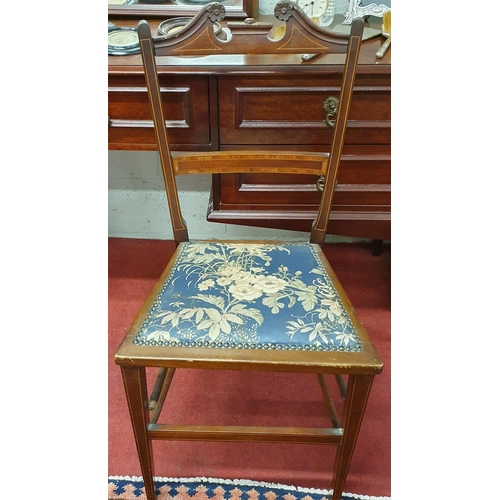 83 - A Mahogany and veneered Dressing Table along with an Edwardian Chair. 146 x 42 x H 128 cm approx.