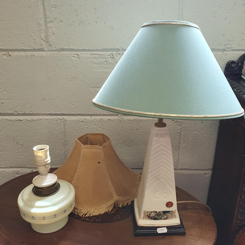 95 - Two early 20th Century cloudy Glass table Lamps along with a pair of Peter Bates Silhouettes. Lamps ... 