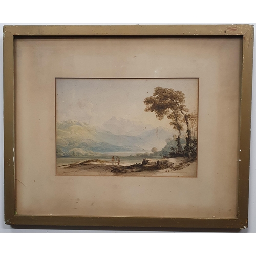 143 - 19th Century Irish School; Two men chatting by the Lakes Of Killarney, Watercolour. 18 x 27 cm appro... 