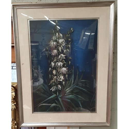 154 - A 20th Century Pastel still life of Foxgloves. Indistinctly signed LR.  70 x 50cm approx.