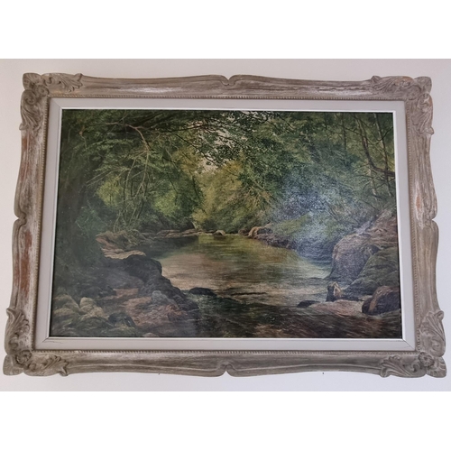 159 - A late 19th early 20th Century large Oil  on Canvas of a tranquil river scene. In a good painted fra... 