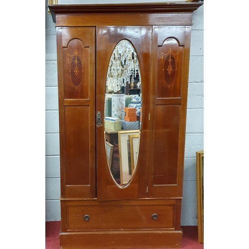 174 - An Edwardian Mahogany and Inlaid single door Wardrobe. H 197 x W 112 x D 46 cm approx.