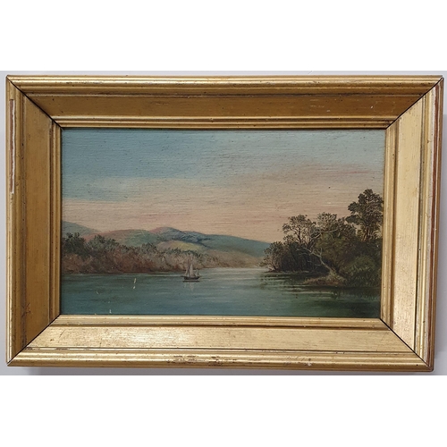 207B - 19th Century English School; An Oil On Canvas of a small loan boat on a lake, indistinctly signed LR... 