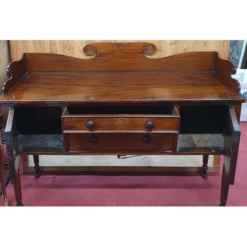 241 - A 19th Century Mahogany Sideboard on turned supports and with gallery back.
H 120 x W 153 x D 56 cm ... 