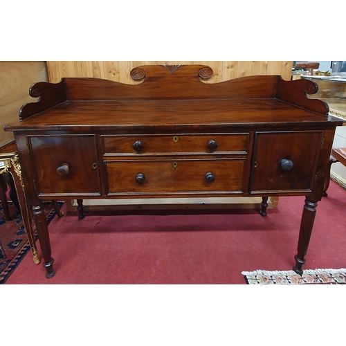 241 - A 19th Century Mahogany Sideboard on turned supports and with gallery back.
H 120 x W 153 x D 56 cm ... 