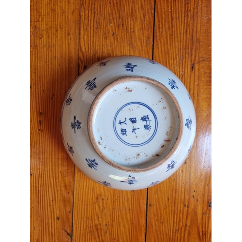 250 - An early Chinese Bowl with Blue and White ground, 23 diam x 11h cm approx.