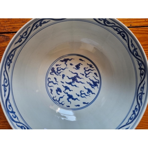 250 - An early Chinese Bowl with Blue and White ground, 23 diam x 11h cm approx.