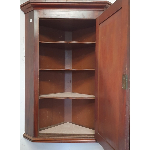 274 - A good Georgian Mahogany single door wall mounted Corner Unit with flame grain panel door.
H 112 x W... 