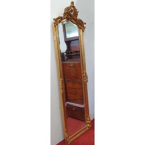 292 - A good Timber and Plaster Gilt Pier Mirror with highly carved cartouche top and bevelled glass.
H 17... 