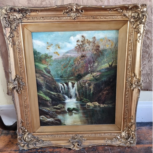 324 - A 19th Century Oil on Canvas, William Sinclair, of a North Wales river Waterfall, in a good gilt fra... 