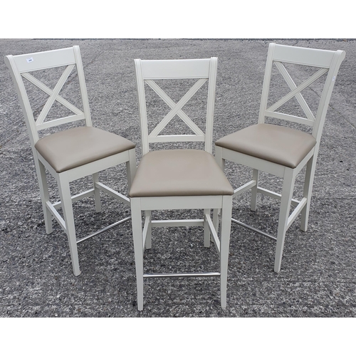 498 - Three painted high Stools along with two painted Chairs. Stools H 110 x W 43 x D 43 cm approx.