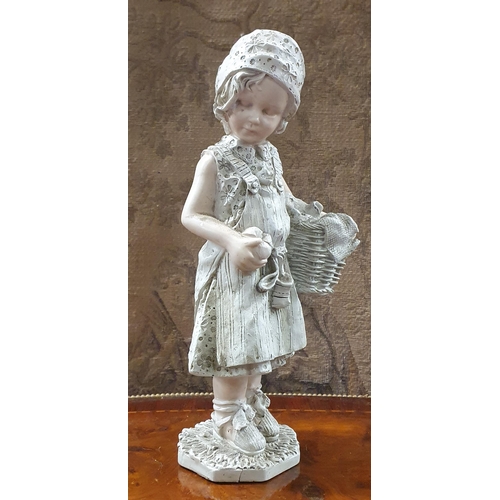 526 - A heavy Bronze effect table Lamp with figure of  a lady reading along with A Porcelain figure along ... 