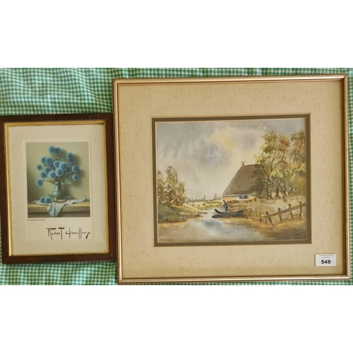 79 - An early 20th Century Oriental Watercolour. Indistinctly signed LR  8 x 22cm approx., along with a w... 