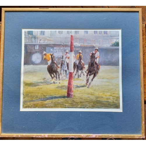 327 - A group of Pictures of Polo along with a coloured print 'Doggerel days'.