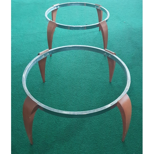 484 - A pair of Retro style coffee tables, lacking glass  tops. H 42 x D 94 cm approx.