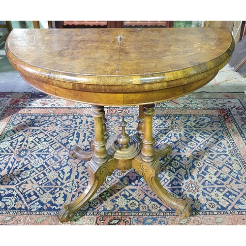 983 - A 19th Century Burr Walnut fold over Card Table .