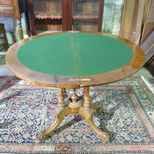 983 - A 19th Century Burr Walnut fold over Card Table .