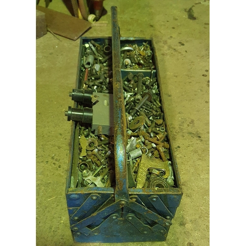 984 - A metal Tool Box , with nuts ,bolts and a small quanity of tools.