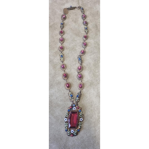 450 - A beautiful early 20th Century multi gem set Necklace with floral enamel outline in a Kirby, Beard &... 