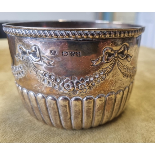 454 - A Chester Silver embossed Bowl 1899, J J marks. 130 gms approx. H 7.5 x D 11.5 cm approx.