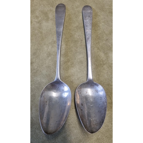 468 - A pair of bright cut Spoons, Samuel Neville, 110 gms approx.