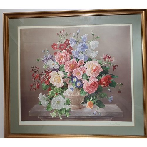 585 - After Harold Clayton. 'Morning Glory'. A still life Print in a good frame. H 76 x W 86 cm approx.