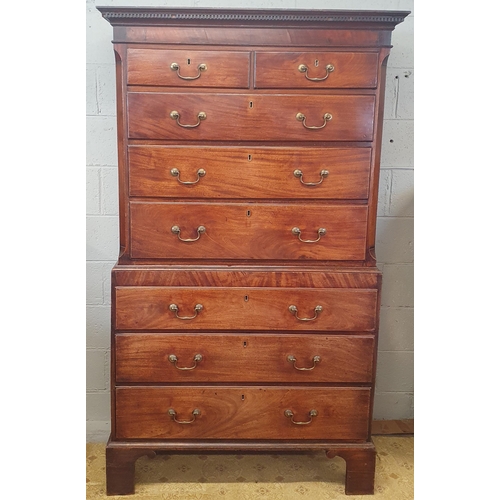 23 - An early 19th Century Mahogany Tallboy with oak sides with original swan neck handles. W 106 x D 57 ... 