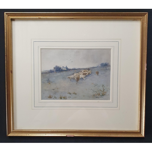 24 - Attributed to Thomas Creswick, a 19th Century Watercolour of a shepherd herding his sheep in the win... 