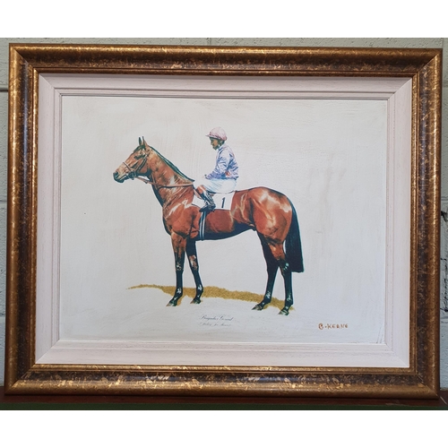 32 - A pair of Oleographs. Signed G Kane. One of Mill Reef. In good gilt frames. 66 x 82 cm approx.