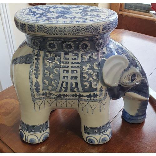 51 - A Porcelain Seat depicting an elephant. L 42 x H 38 cm approx.