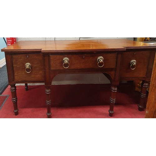 6 - A Fantastic Regency breakfront Sideboard on turned supports with single frieze drawer flanked by a s... 