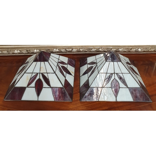 84 - Two Stained Glass Downlighters. 32 x 32 cm approx.