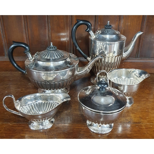 94 - A good six piece Silver plated tea Service to include a pierced oval Tray.