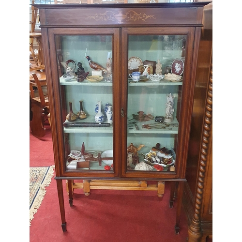 172 - An Edwardian Mahogany and inlaid two door Display Cabinet. W 91 x 35 x H 151 cm approx.