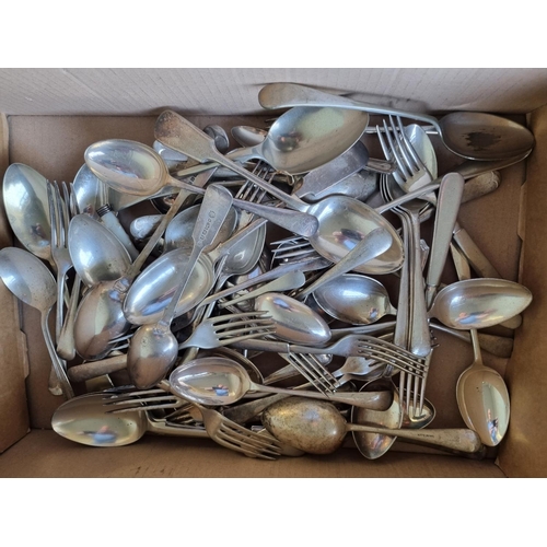 486 - A large quantity of 19th Century Silver Plate Flatware.