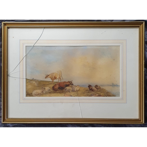 576 - After Thomas Sidney Cooper. A pair of 19th Century Watercolours of cattle and sheep. No apparent sig... 