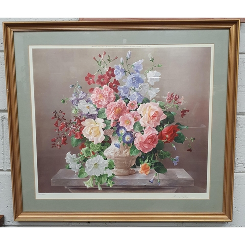 585 - After Harold Clayton. 'Morning Glory'. A still life Print in a good frame. H 76 x W 86 cm approx.