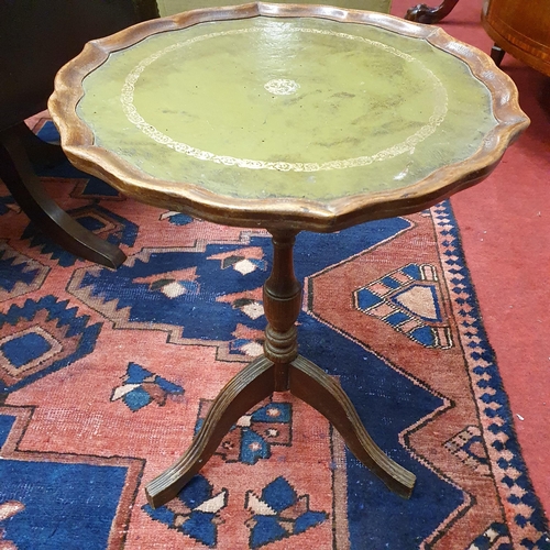 595 - A pair of 20th Century Mahogany Wine Tables with green leather inserts. D 39 x H 56 cm approx.