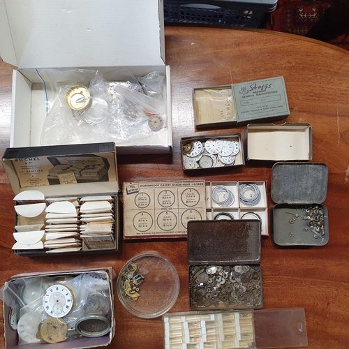 1078 - A quantity of wristwatch Movements, waterproof Gaskets, misc parts, watch amin springs, winding stem... 