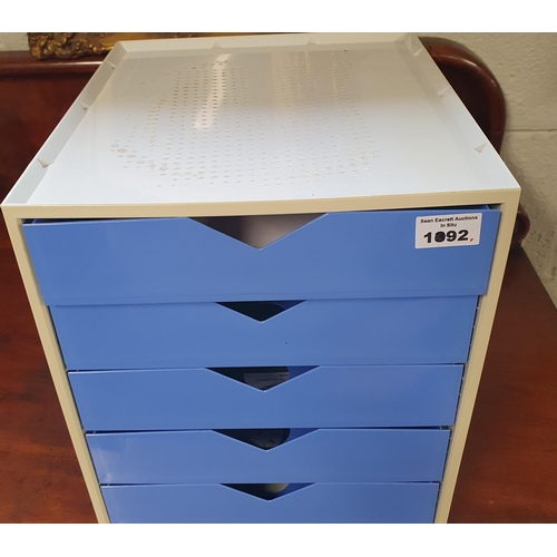 1092 - A five drawer plastic Chest containing watches, Parts, Dials and Movements.