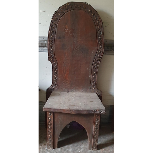 53 - A Viking High Back Timber Studded Chair.