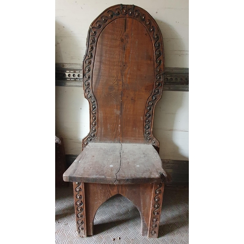 54 - A Viking High Back Timber Studded Chair.