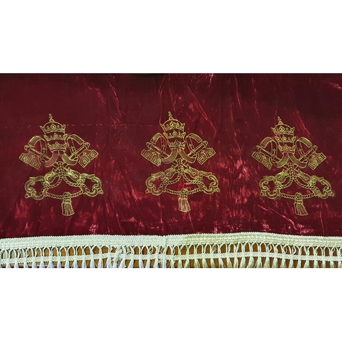 73 - An Extremely Large Red and Gold Velure Canopy Banner.
L 10.7 Metres x 40 cm approx.