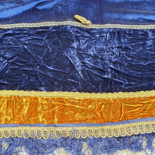 106 - An Extremely Large Sapphire Blue and Gold Trimmer Canopy.
10 Metres x 5 Mtr approx.