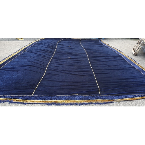 106 - An Extremely Large Sapphire Blue and Gold Trimmer Canopy.
10 Metres x 5 Mtr approx.