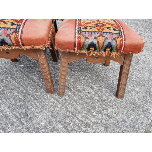 486 - A set of four Chairs with carpet style fabric. W 47 x SH 48 x BH 89 cm approx.