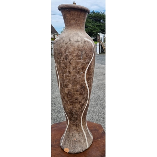 517 - A large hand painted Vase. H 117 cm approx.