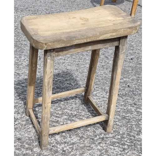 523 - A rustic timber Stool. 43 x 22 x H 53 cm approx.