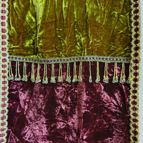 168 - A Pair of Gold and Burgundy Velure Banners .
L 240 x W 30 cm approx.