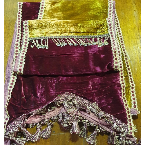 189 - A Gold Banner along with a Length of Ornate Velure Fabric.